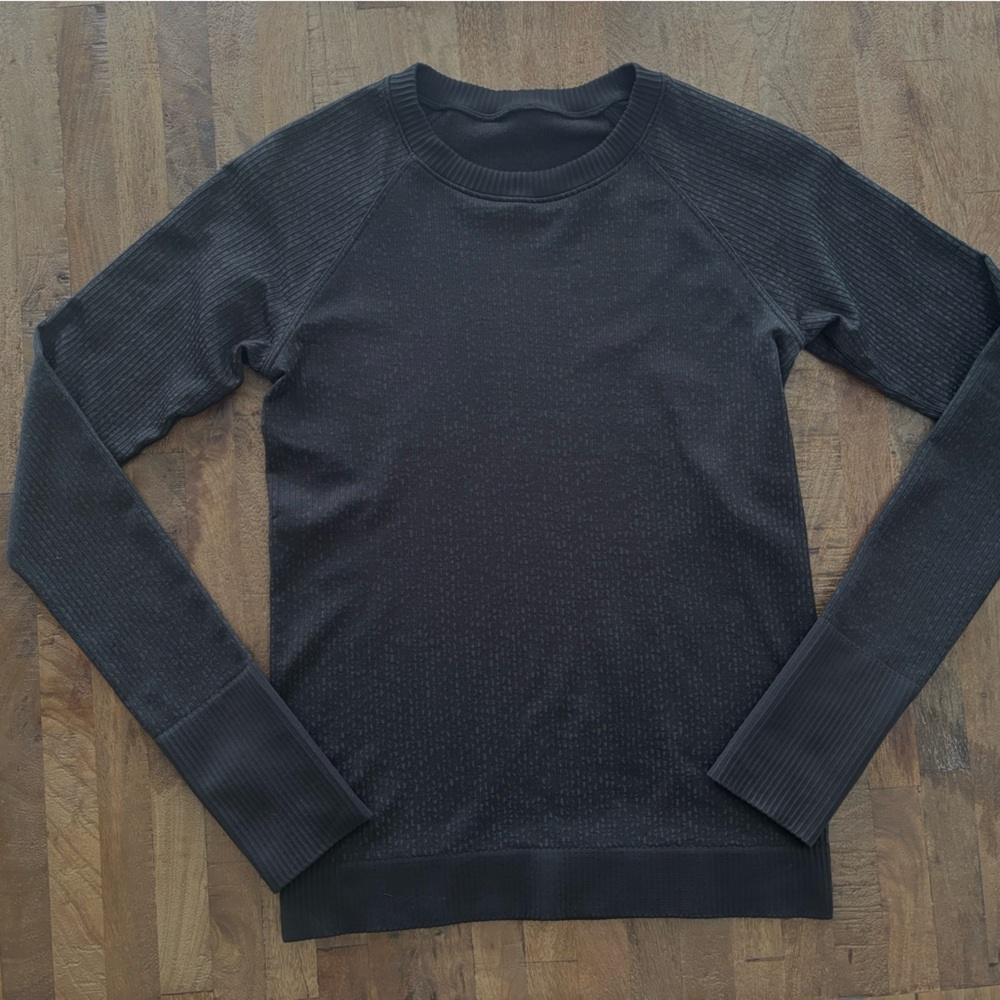 Lululemon Rest Less Pullover Black/graphite Long Sleeve Tee